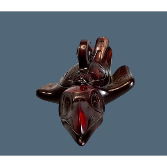 BOMA Canada Hand Carved Solid Wood Raven Trinket Box 9 Inch Brown - Picture 3 of 7